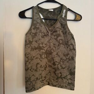 Gymshark Adapt Seamless Olive Green Camo Tank Top Size Medium